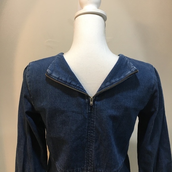 TopShop Moto Embroidered Denim Smock Dress - Picture 6 of 8